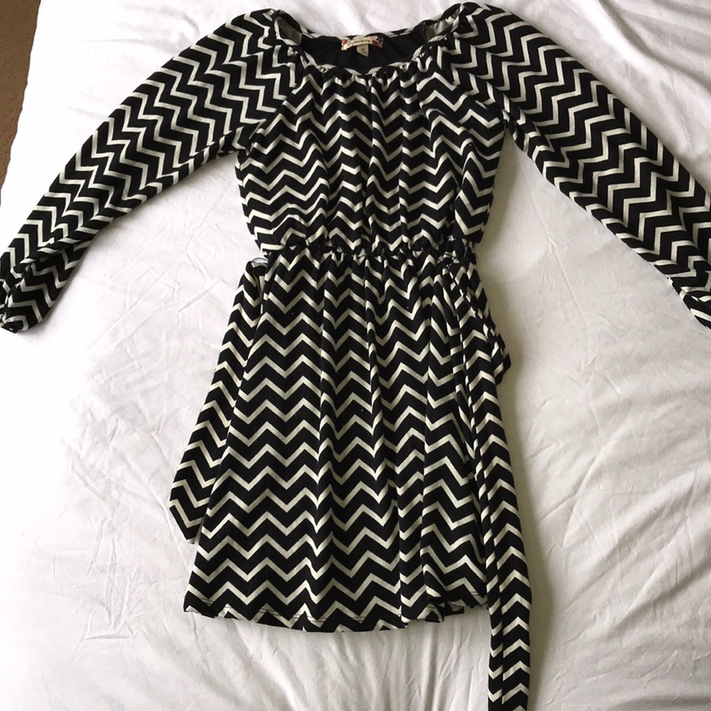 Black and white chevron dress